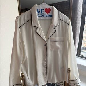 White Satin Top with Black Trim piping